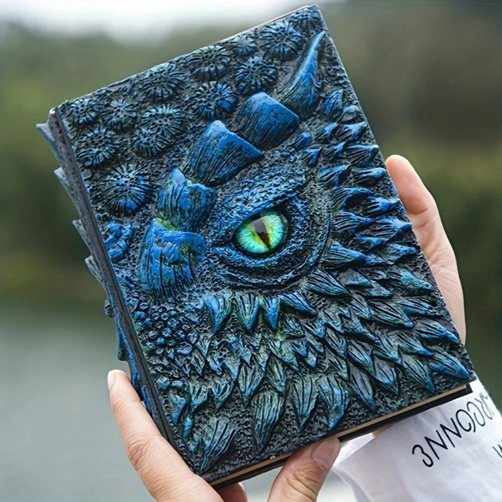 Blue Dragon Eye Journal – Fantasy 3D Hardcover Notebook with Resin Cover